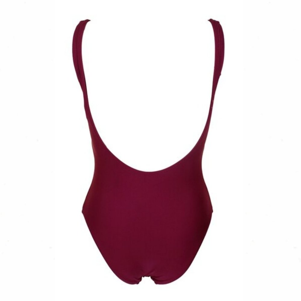 Shell Yeah Wine & Peach Cheeky One-Piece Swimsuit - Picture 4 of 7